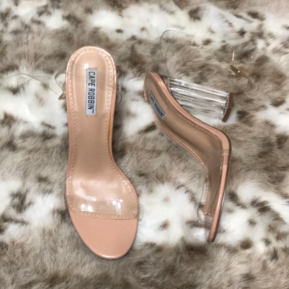 Clear ankle strap heels ✨